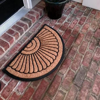 NEW 18 x 30 in Half Circle Door Mat Natural Coir Recycled Rubber Doormat